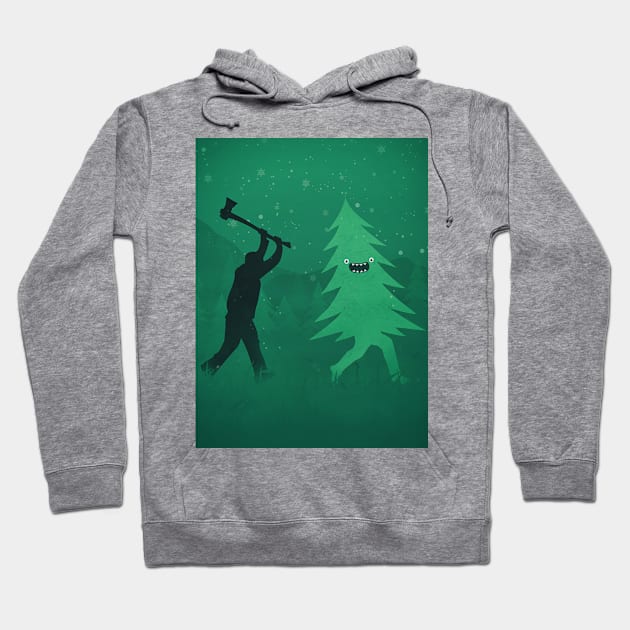 Funny Christmas Tree Hunted by lumberjack (Funny Humor) Hoodie by badbugs